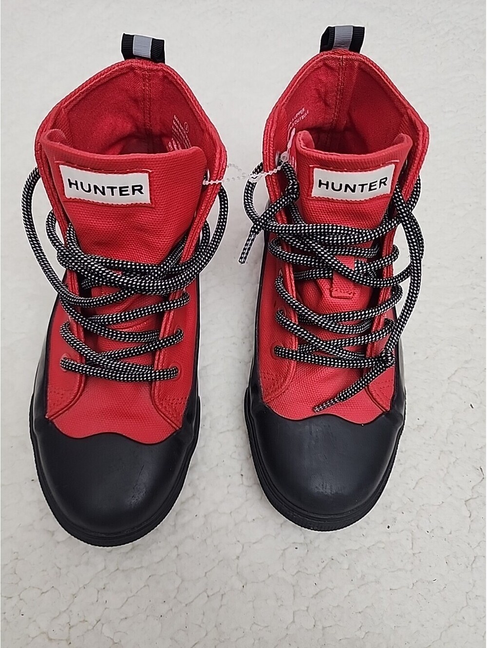 Hunter For Target Red & Black Dipped Canvas High Top Sneakers Boots Size 3 Kids